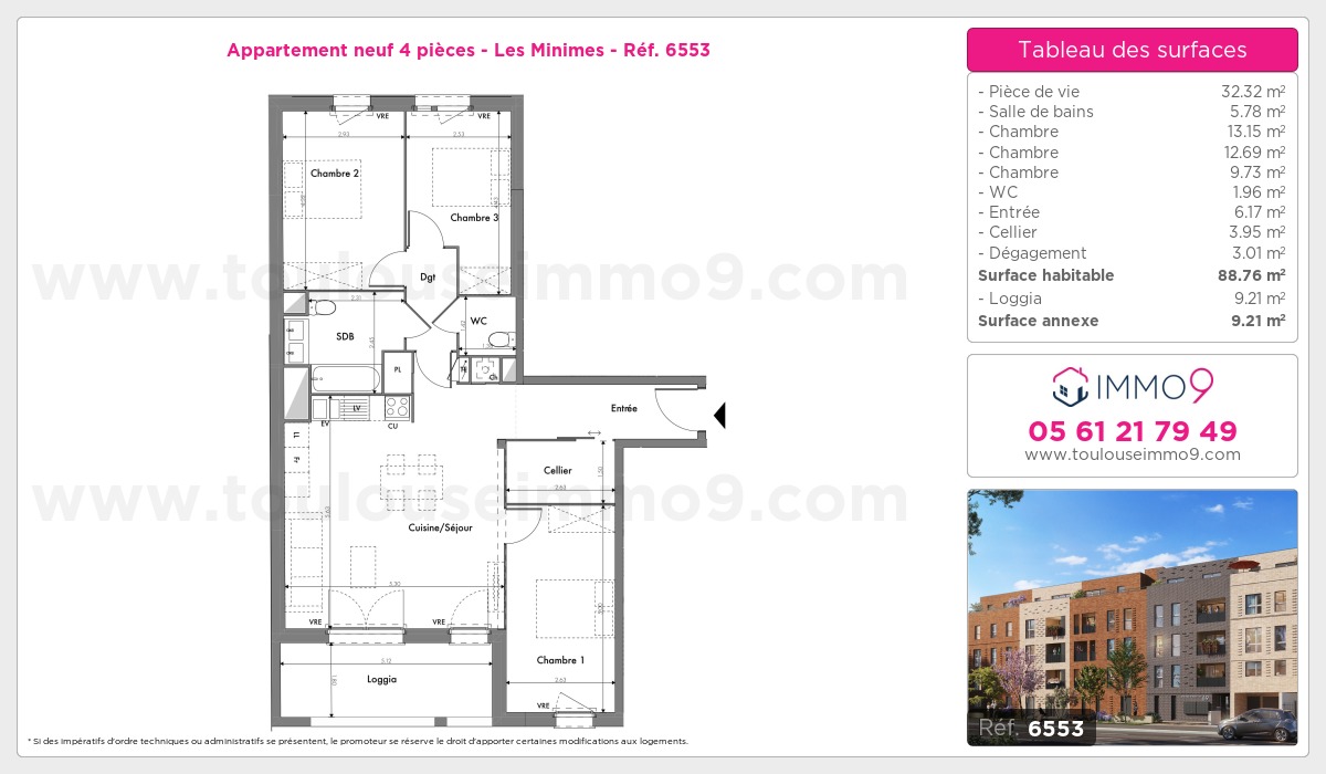 Plan et surfaces, Programme neuf Toulouse : Minimes Référence n° 6553