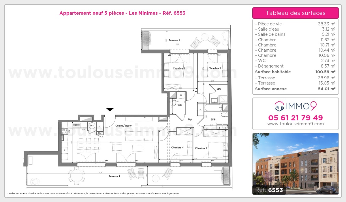 Plan et surfaces, Programme neuf Toulouse : Minimes Référence n° 6553