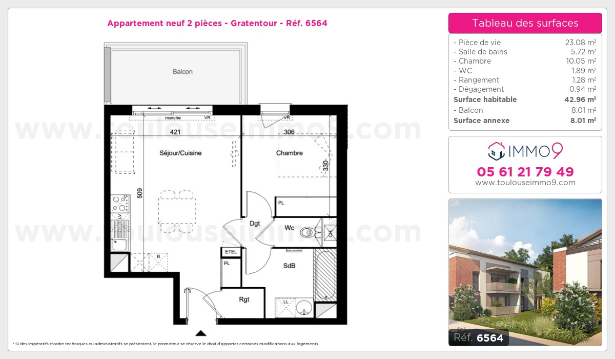 Plan et surfaces, Programme neuf Gratentour Référence n° 6564