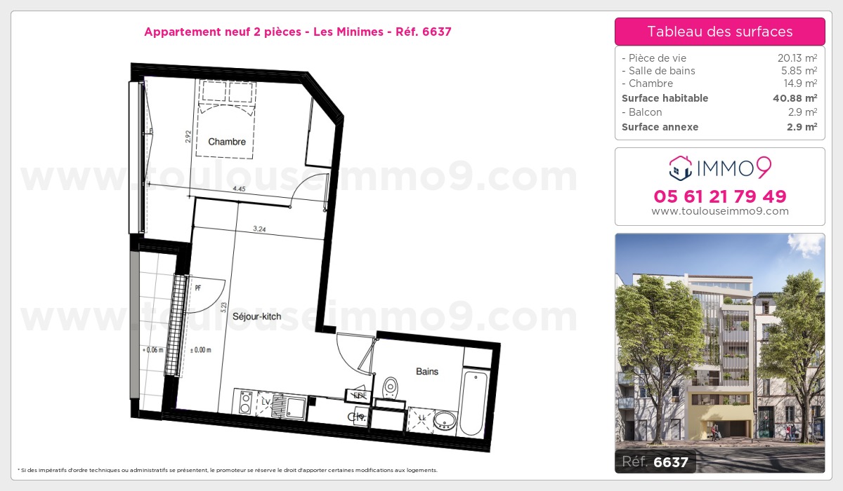 Plan et surfaces, Programme neuf Toulouse : Minimes Référence n° 6637