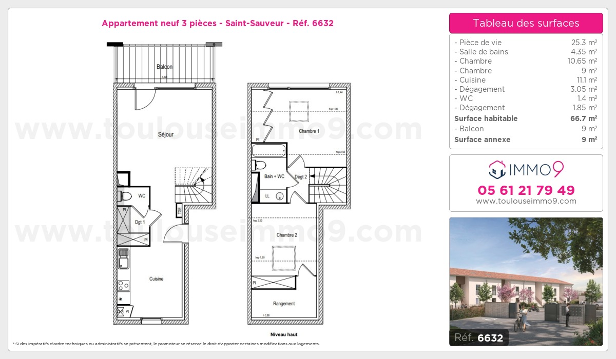 Plan et surfaces, Programme neuf Saint-Sauveur Référence n° 6632