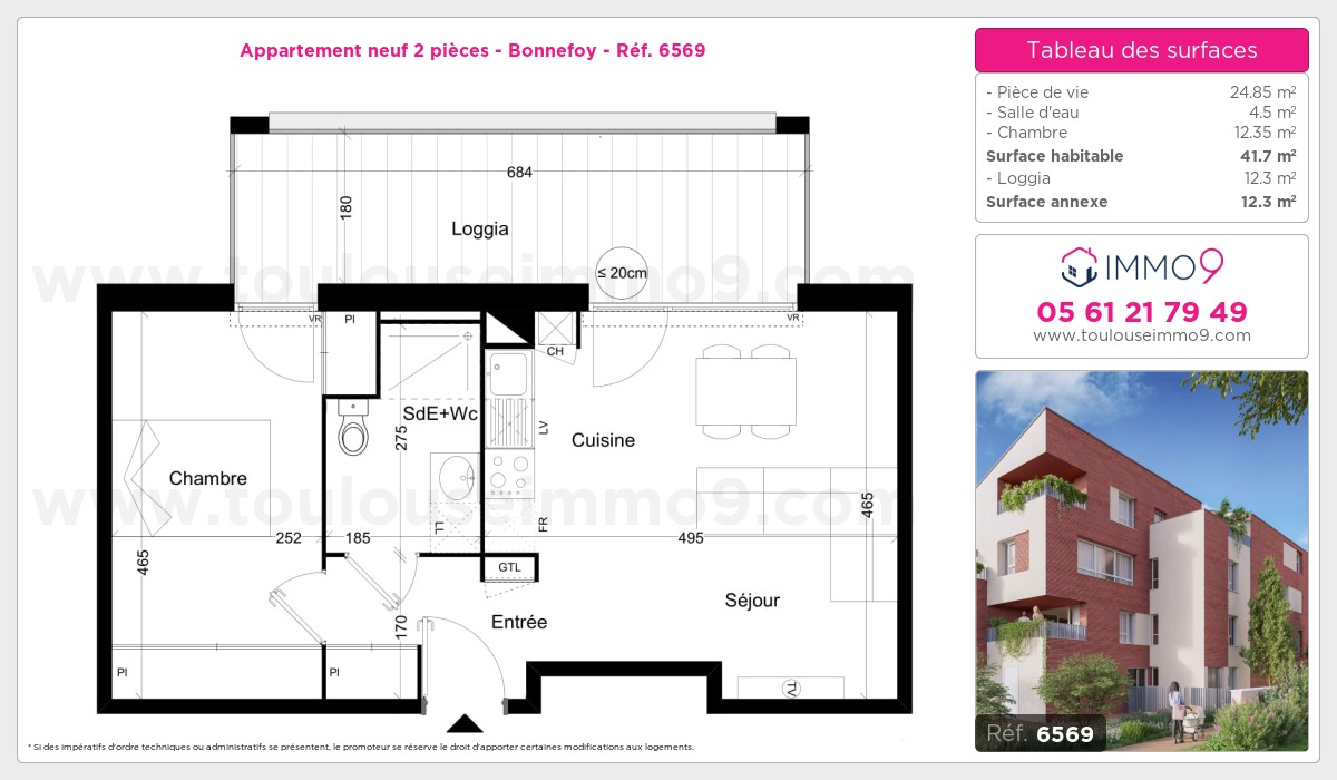 Plan et surfaces, Programme neuf Toulouse : Bonnefoy Référence n° 6569