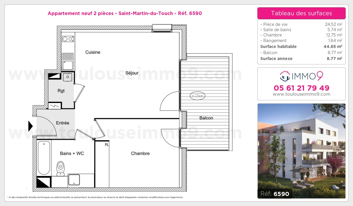 Plan et surfaces, Programme neuf Toulouse : Saint-Martin-du-Touch Référence n° 6590