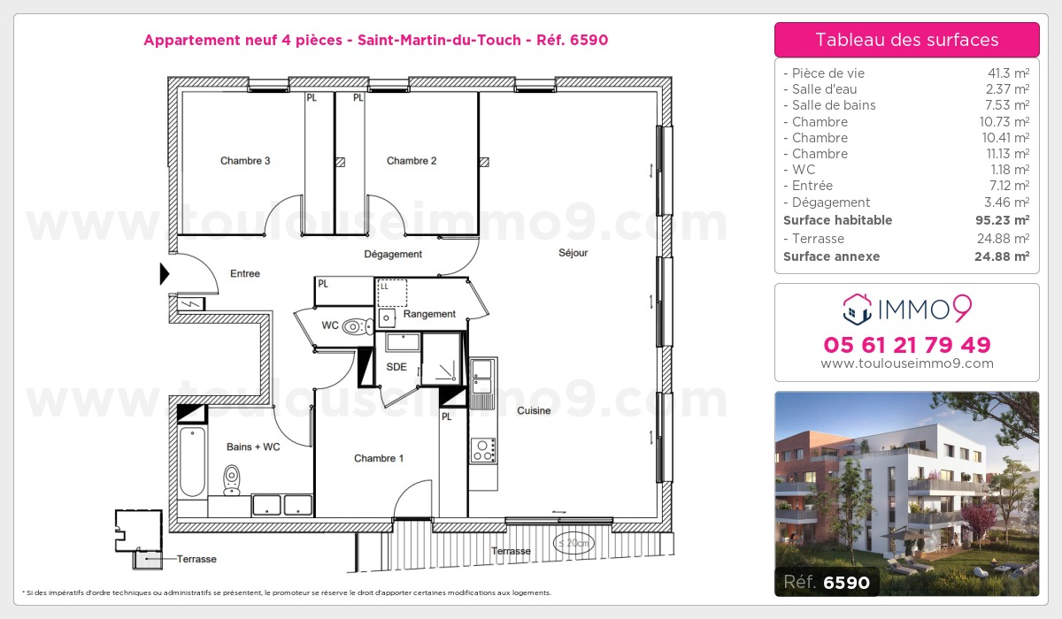 Plan et surfaces, Programme neuf Toulouse : Saint-Martin-du-Touch Référence n° 6590