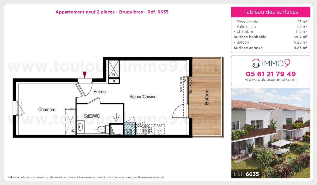 Plan et surfaces, Programme neuf Bruguières Référence n° 6635