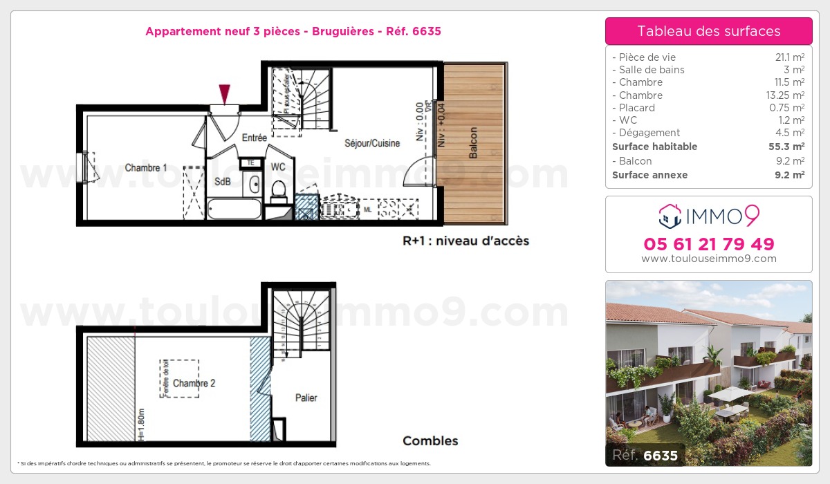 Plan et surfaces, Programme neuf Bruguières Référence n° 6635