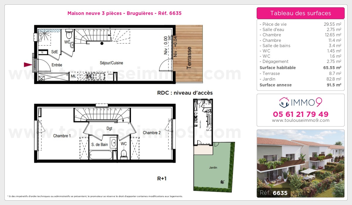 Plan et surfaces, Programme neuf Bruguières Référence n° 6635