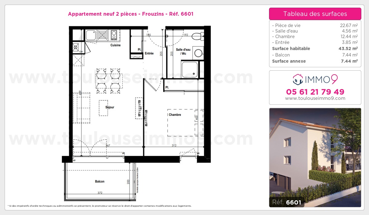 Plan et surfaces, Programme neuf Frouzins Référence n° 6601