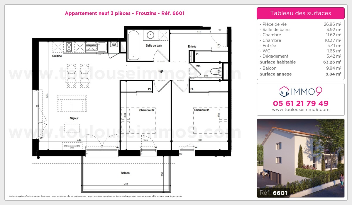 Plan et surfaces, Programme neuf Frouzins Référence n° 6601