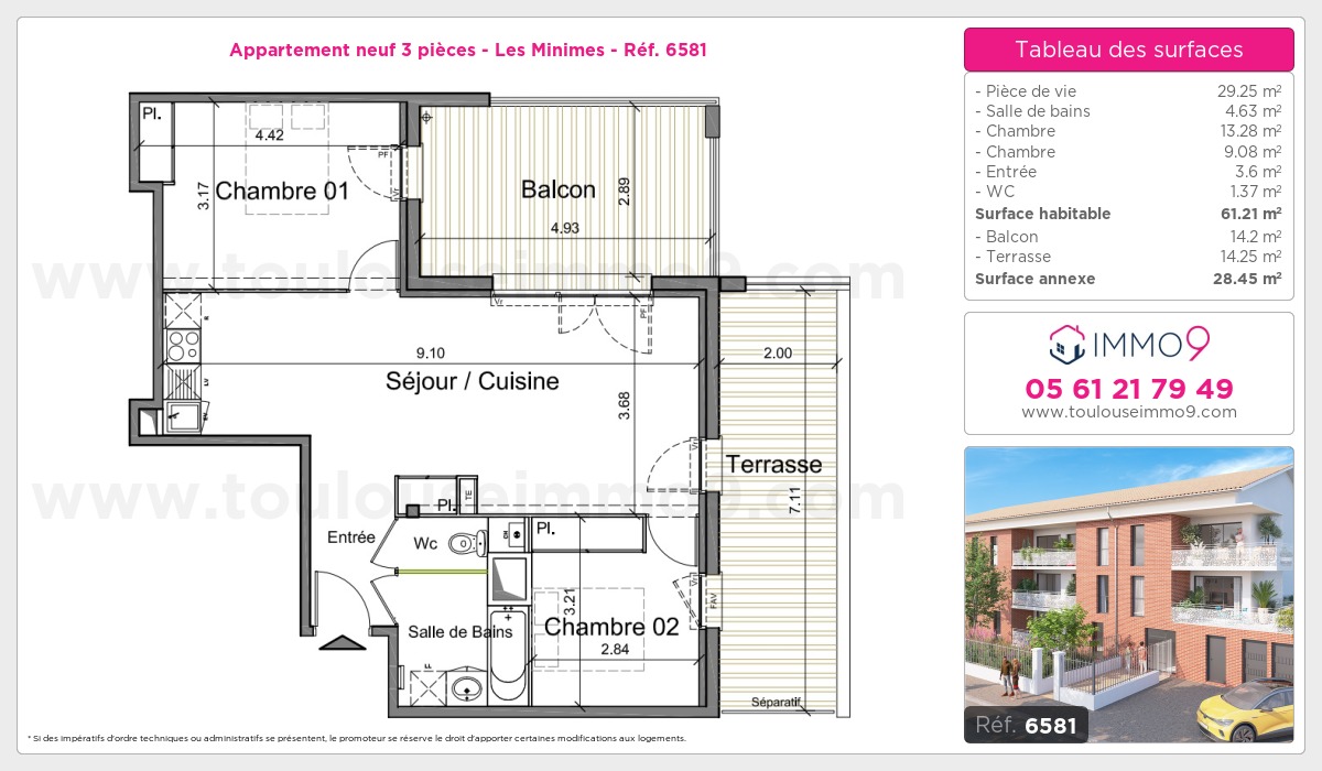 Plan et surfaces, Programme neuf Toulouse : Minimes Référence n° 6581