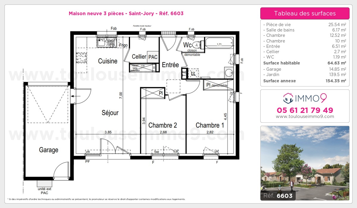 Plan et surfaces, Programme neuf Saint-Jory Référence n° 6603