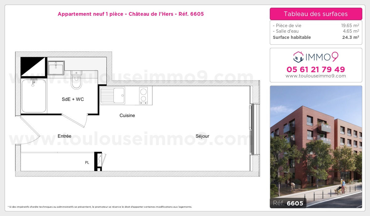Plan et surfaces, Programme neuf Toulouse : Château de l'Hers Référence n° 6605