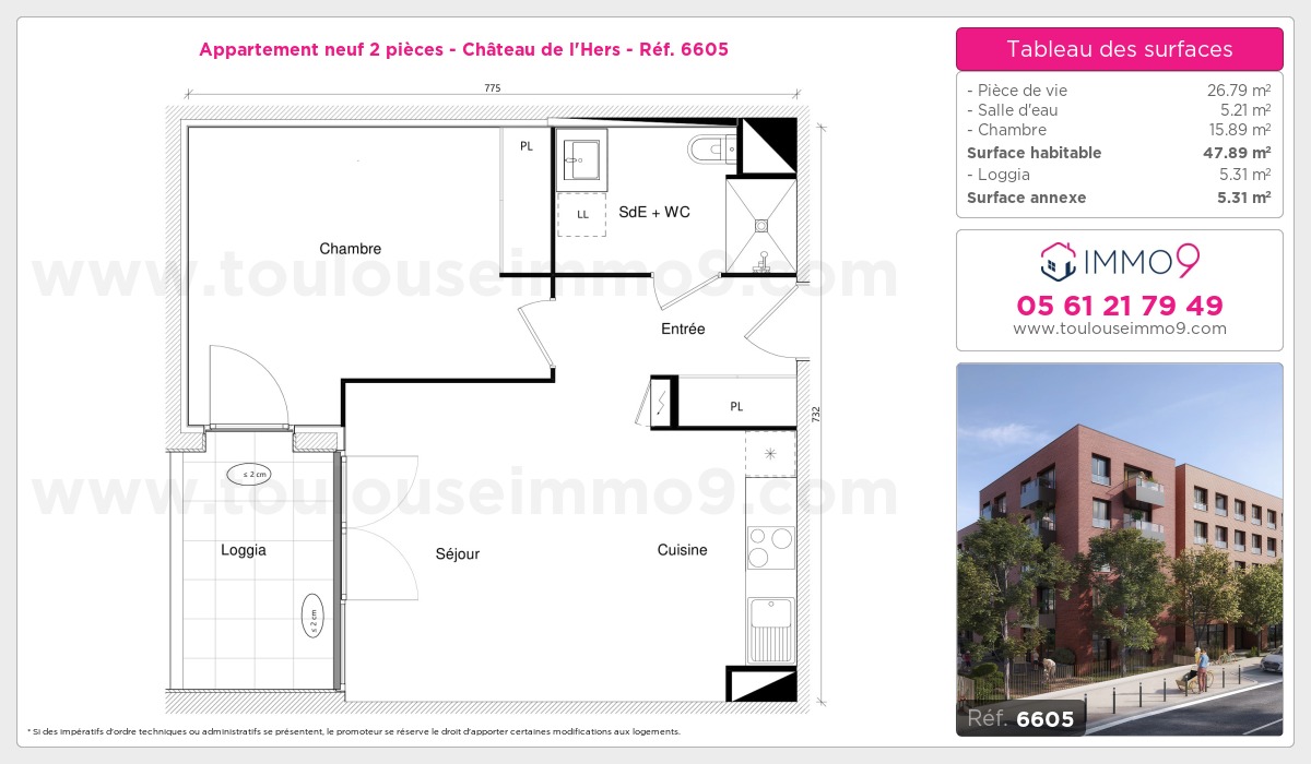 Plan et surfaces, Programme neuf Toulouse : Château de l'Hers Référence n° 6605