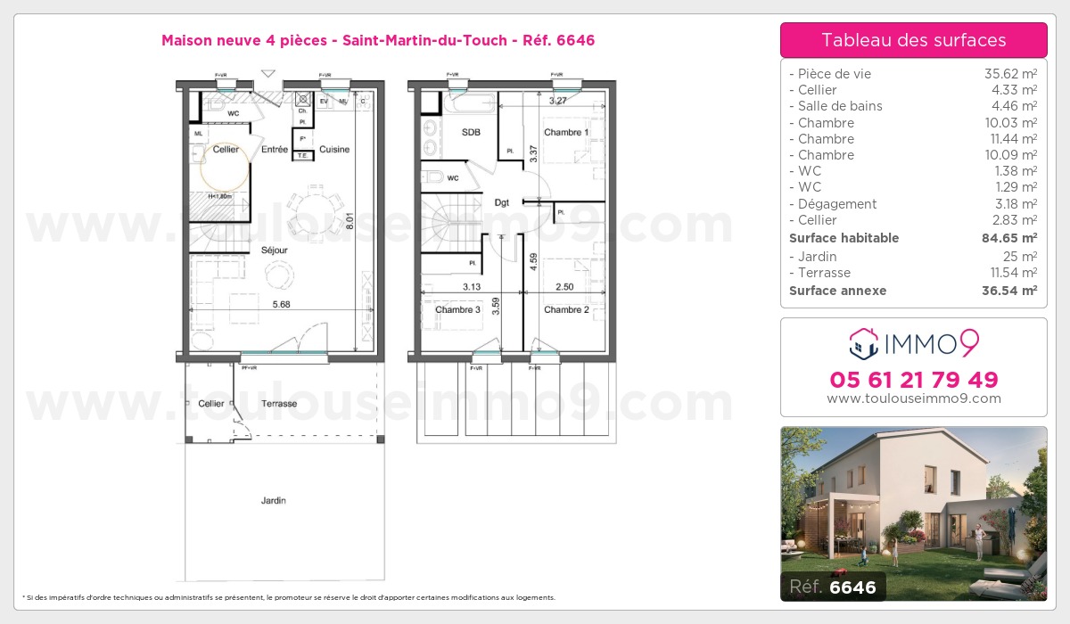 Plan et surfaces, Programme neuf Toulouse : Saint-Martin-du-Touch Référence n° 6646