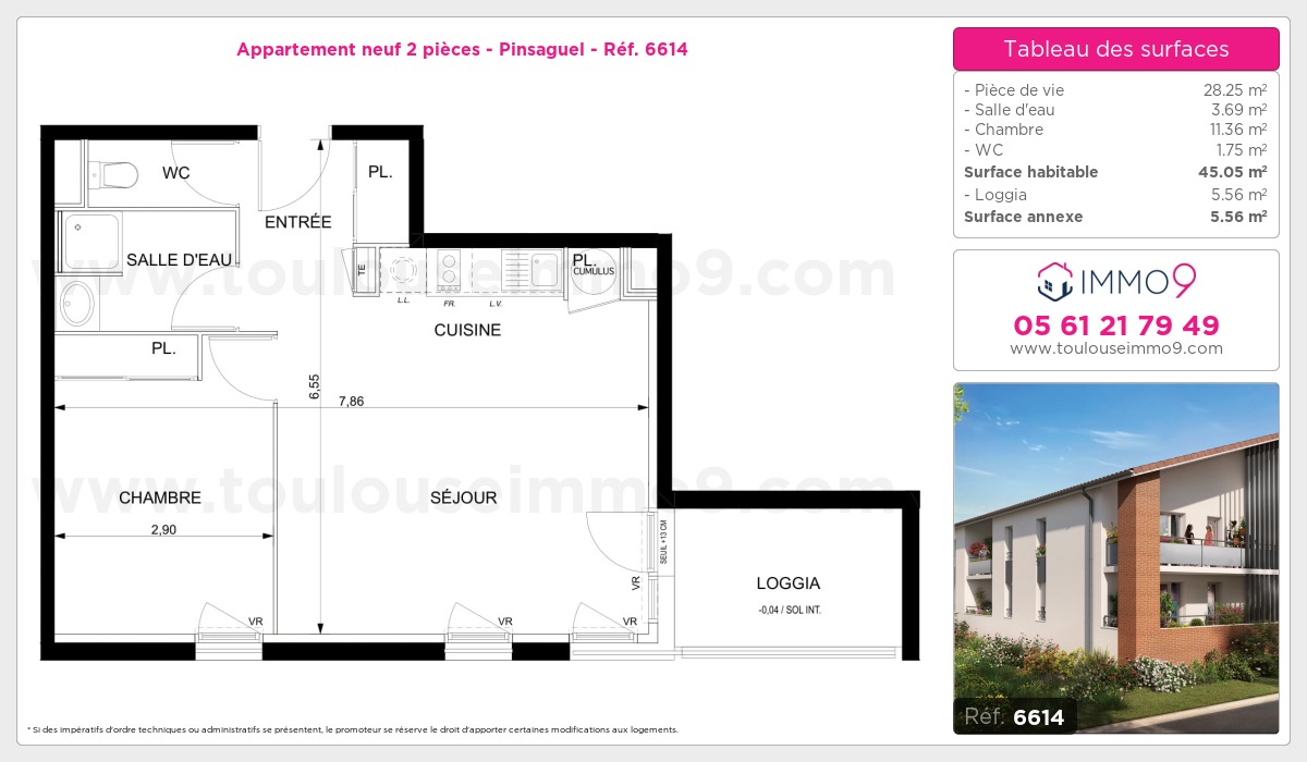 Plan et surfaces, Programme neuf Pinsaguel Référence n° 6614