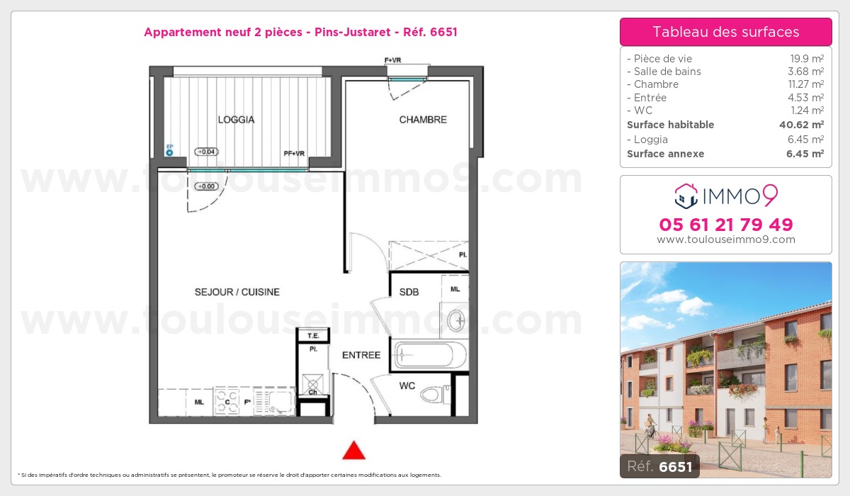 Plan et surfaces, Programme neuf Pins-Justaret Référence n° 6651