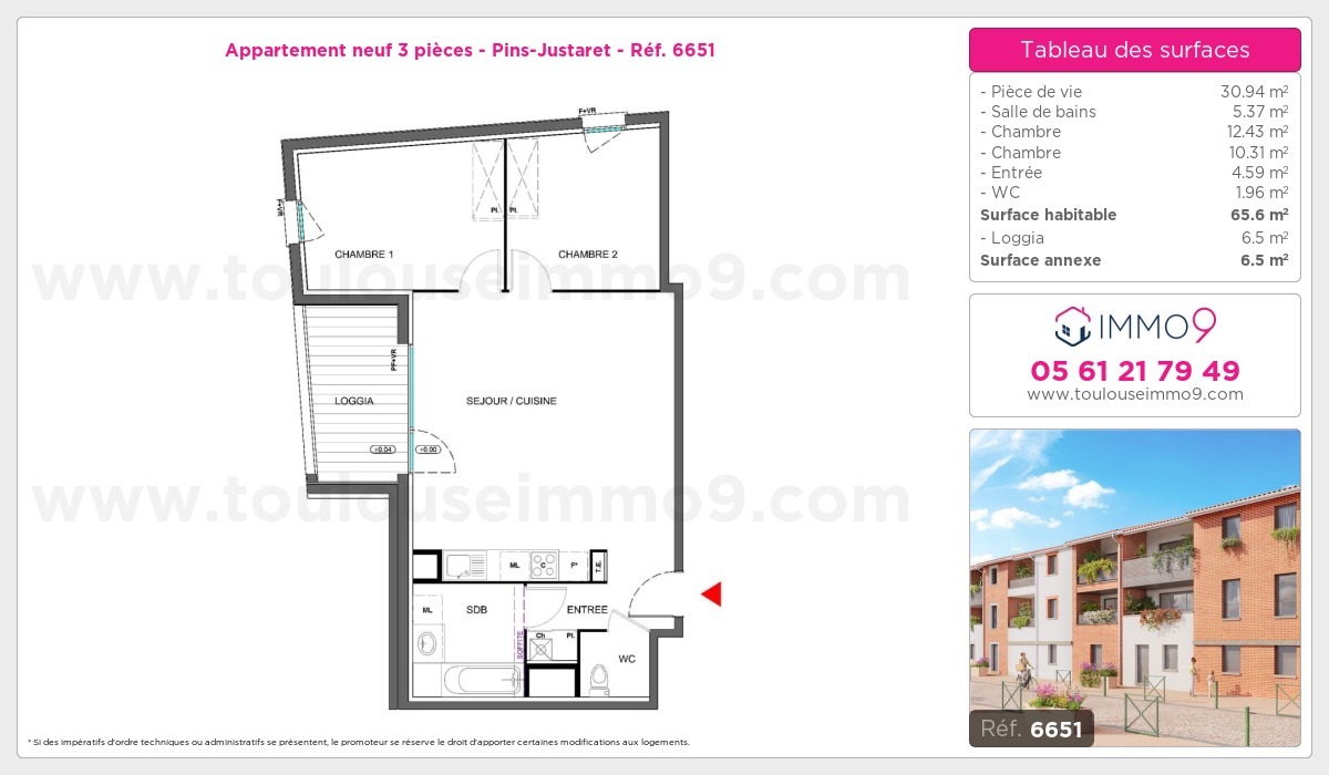 Plan et surfaces, Programme neuf Pins-Justaret Référence n° 6651