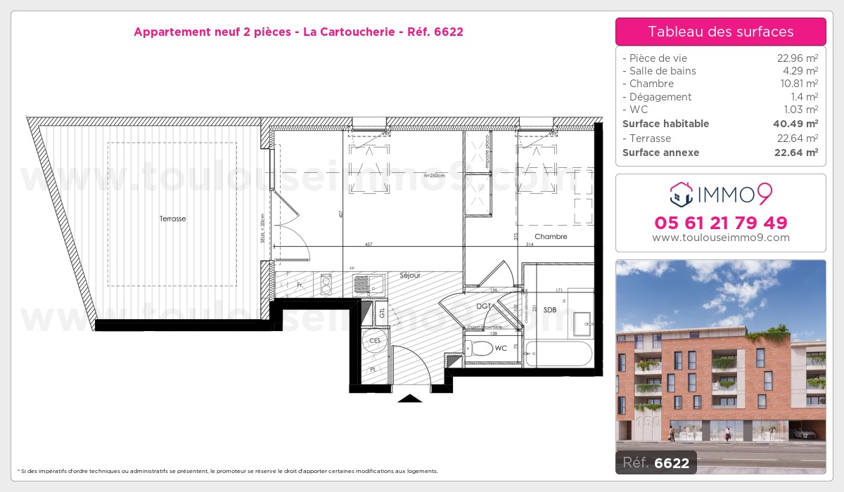 Plan et surfaces, Programme neuf Toulouse : Cartoucherie Référence n° 6622