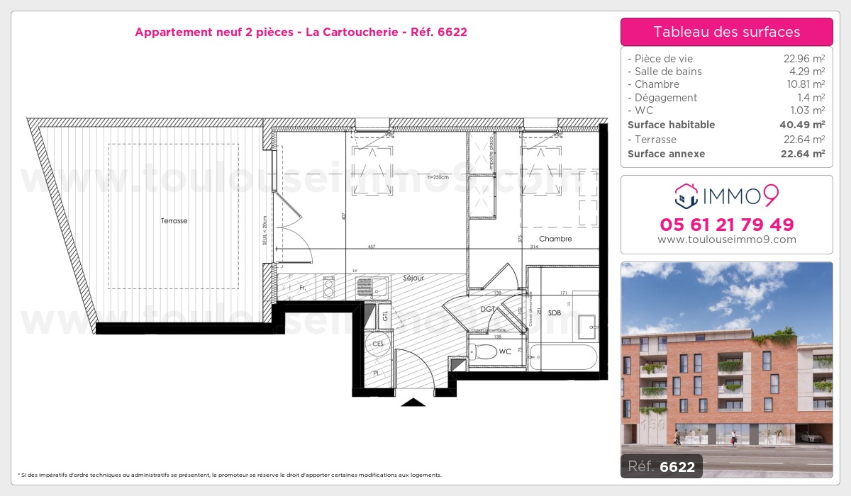 Plan et surfaces, Programme neuf Toulouse : Cartoucherie Référence n° 6622