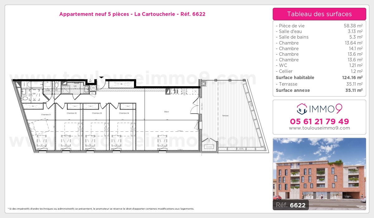 Plan et surfaces, Programme neuf Toulouse : Cartoucherie Référence n° 6622