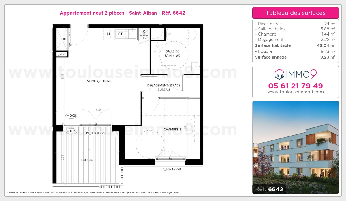 Plan et surfaces, Programme neuf Saint-Alban Référence n° 6642