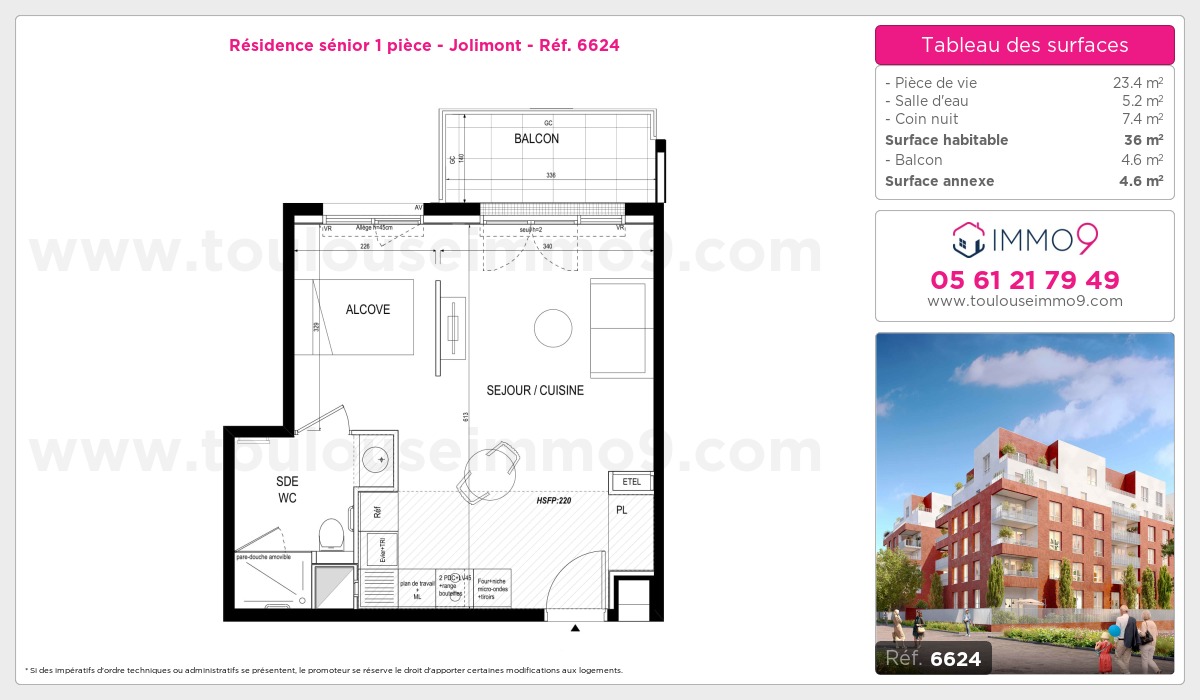 Plan et surfaces, Programme neuf Toulouse : Jolimont Référence n° 6624