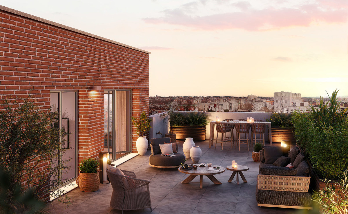 Cartoucherie Toulouse – La terrasse d’un appartement de la résidence