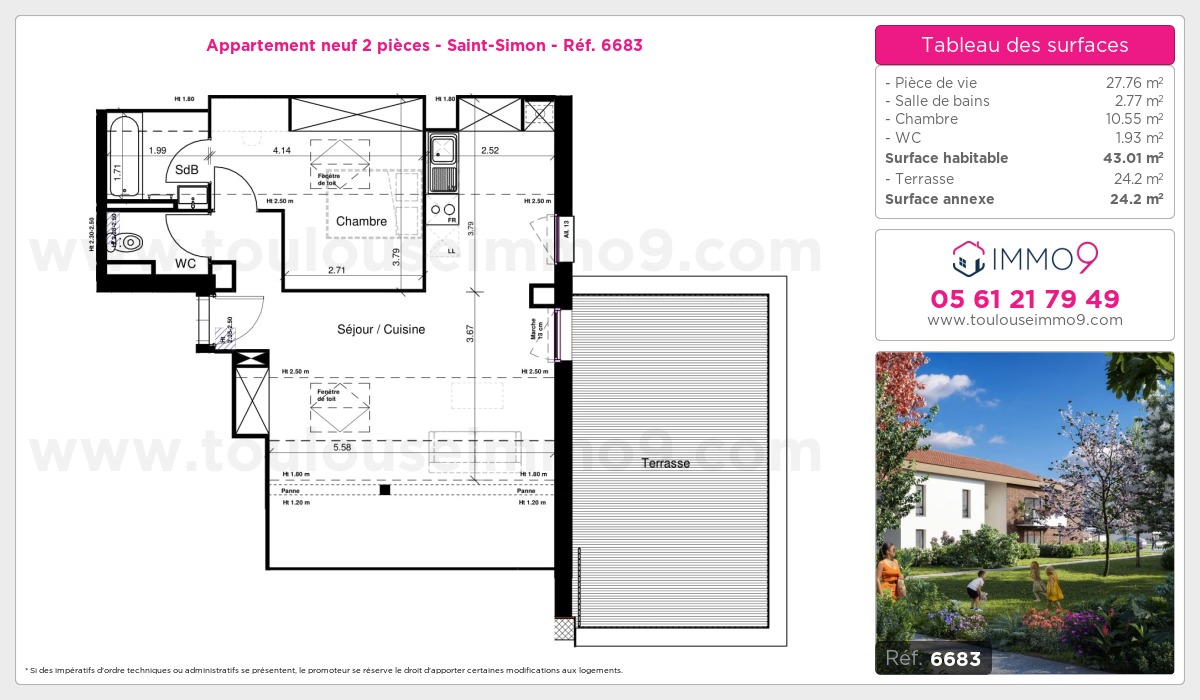 Plan et surfaces, Programme neuf Toulouse : Saint-Simon Référence n° 6683