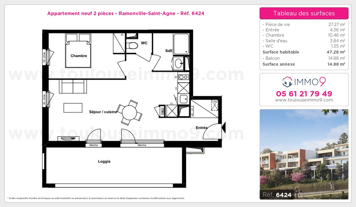 Plan et surfaces, Programme neuf Ramonville-Saint-Agne Référence n° 6424