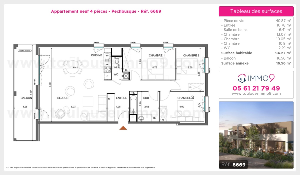 Plan et surfaces, Programme neuf Pechbusque Référence n° 6669