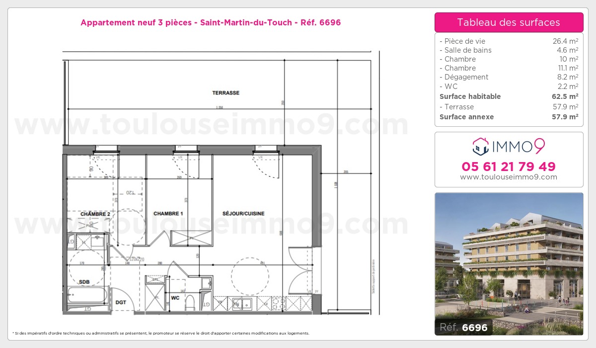 Plan et surfaces, Programme neuf Toulouse : Saint-Martin-du-Touch Référence n° 6696