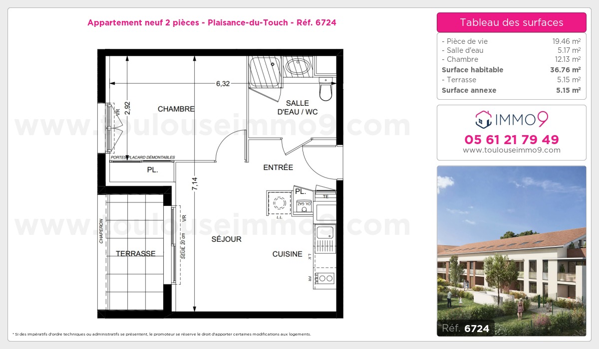 Plan et surfaces, Programme neuf Plaisance-du-Touch Référence n° 6724