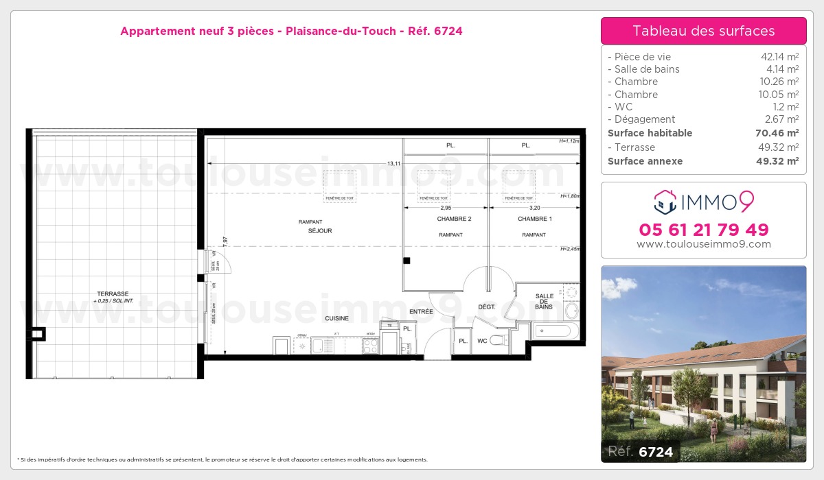 Plan et surfaces, Programme neuf Plaisance-du-Touch Référence n° 6724