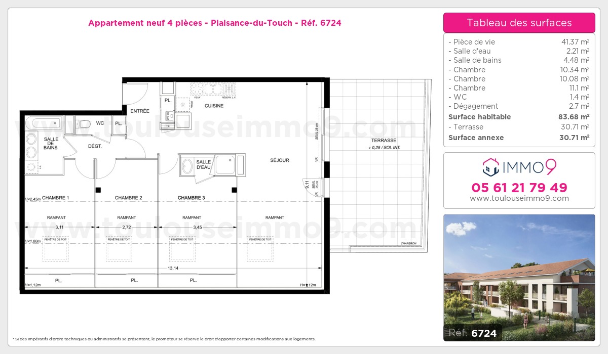 Plan et surfaces, Programme neuf Plaisance-du-Touch Référence n° 6724