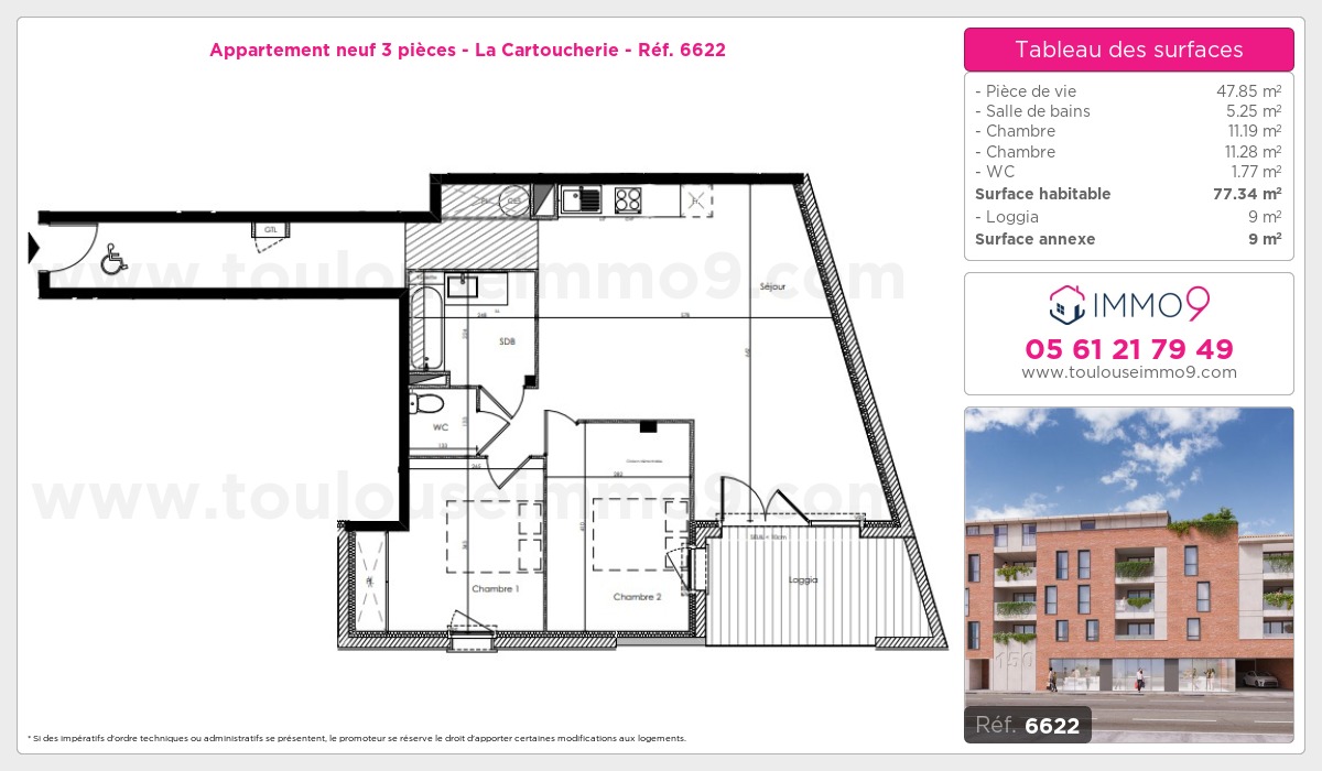 Plan et surfaces, Programme neuf Toulouse : Cartoucherie Référence n° 6622