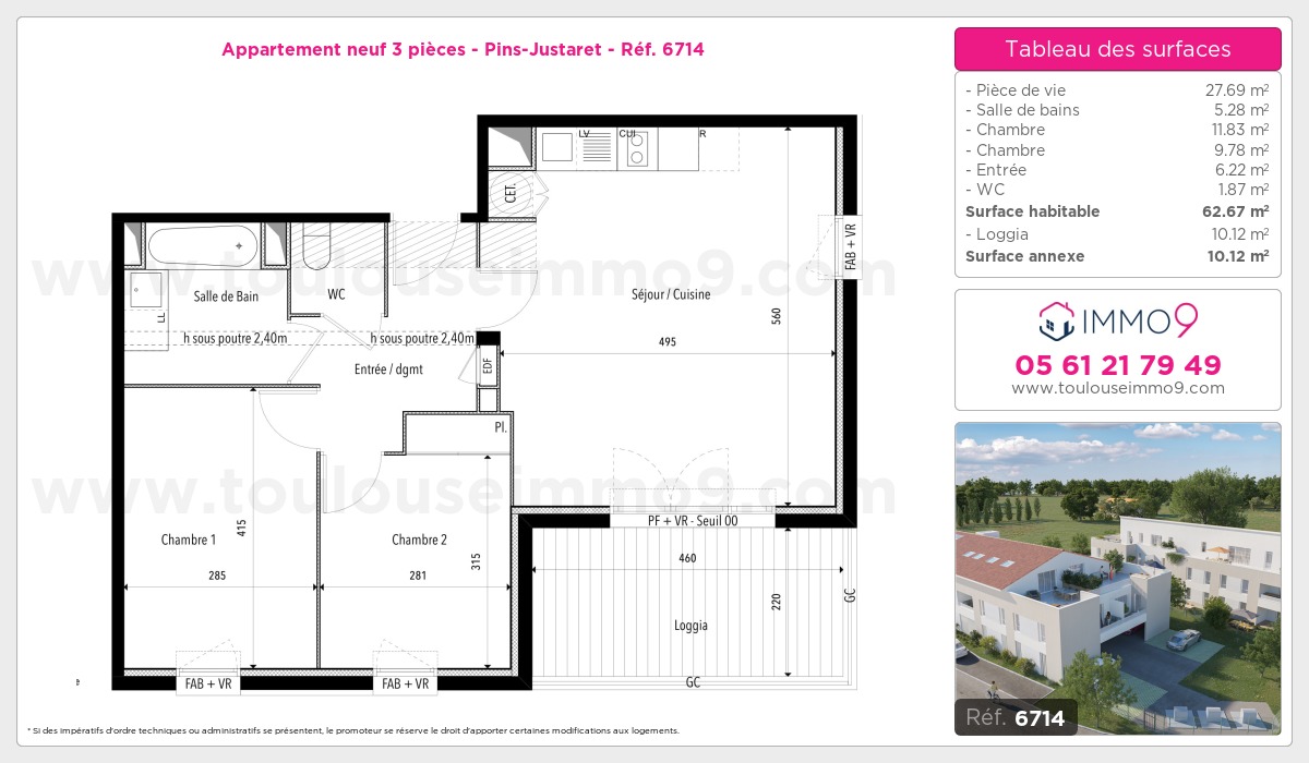 Plan et surfaces, Programme neuf Pins-Justaret Référence n° 6714