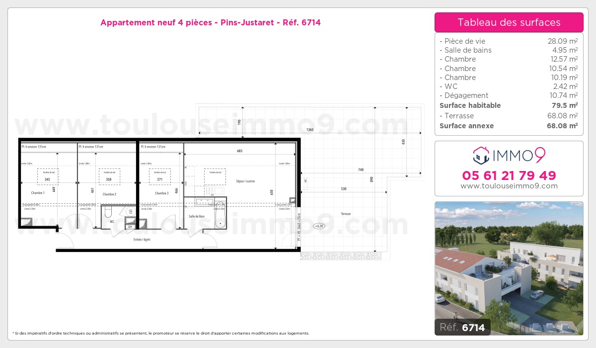 Plan et surfaces, Programme neuf Pins-Justaret Référence n° 6714