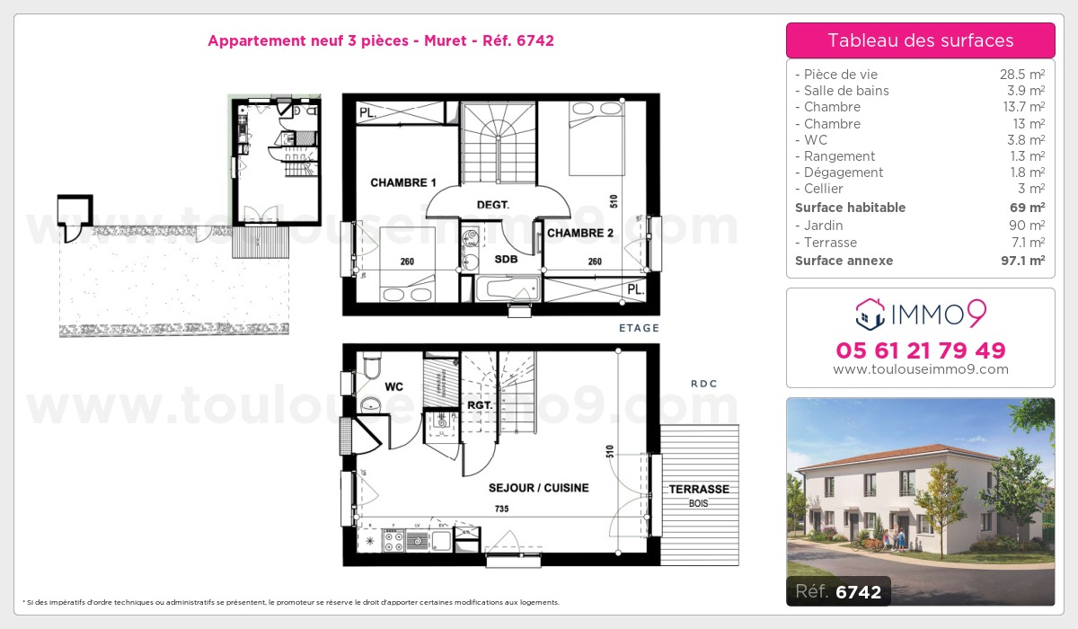 Plan et surfaces, Programme neuf Muret Référence n° 6742