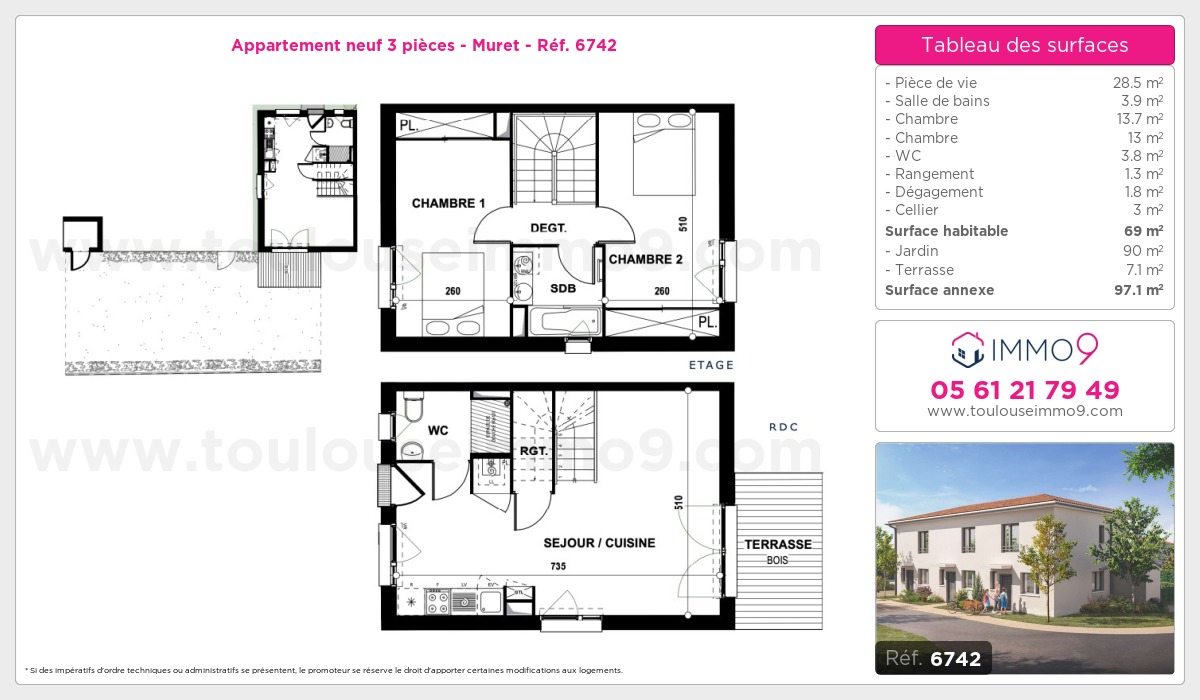 Plan et surfaces, Programme neuf Muret Référence n° 6742