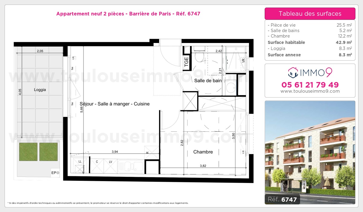 Plan et surfaces, Programme neuf Toulouse : Barrière de Paris Référence n° 6747