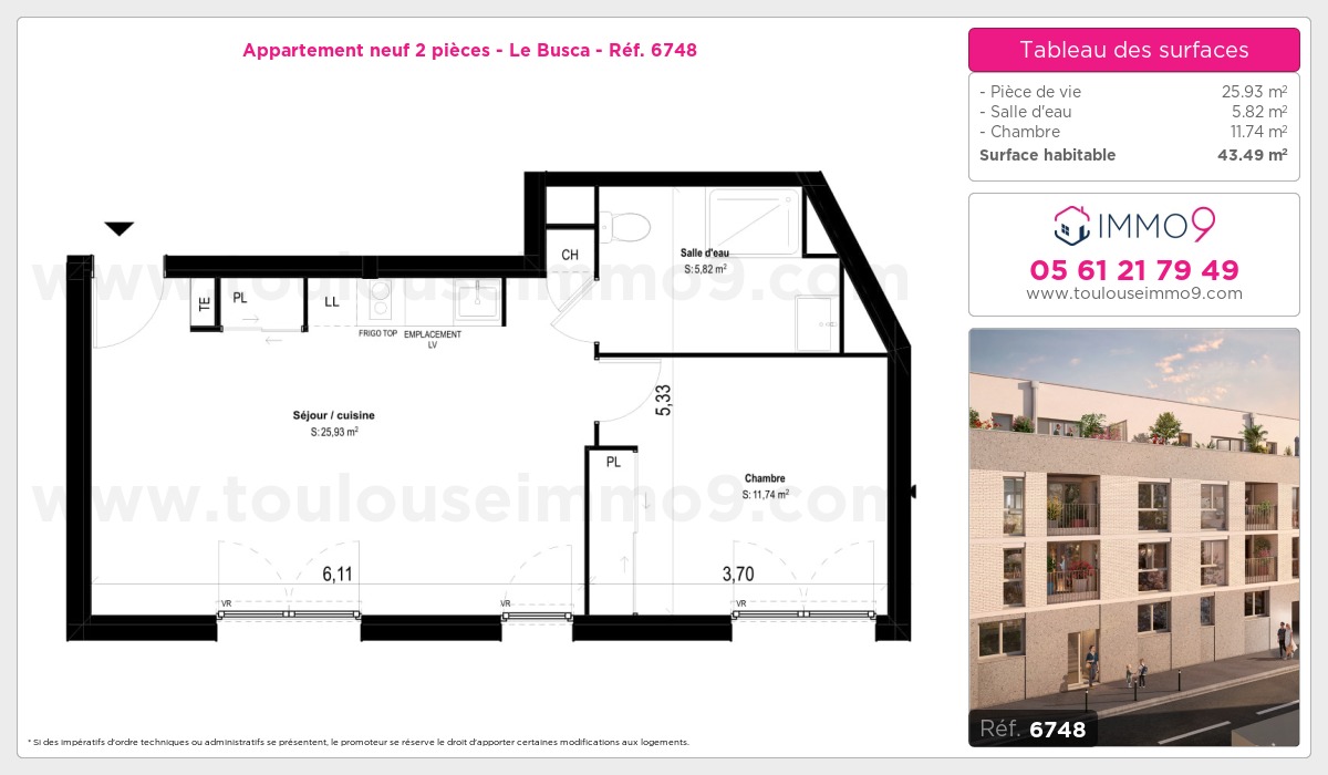 Plan et surfaces, Programme neuf Toulouse : Busca Référence n° 6748