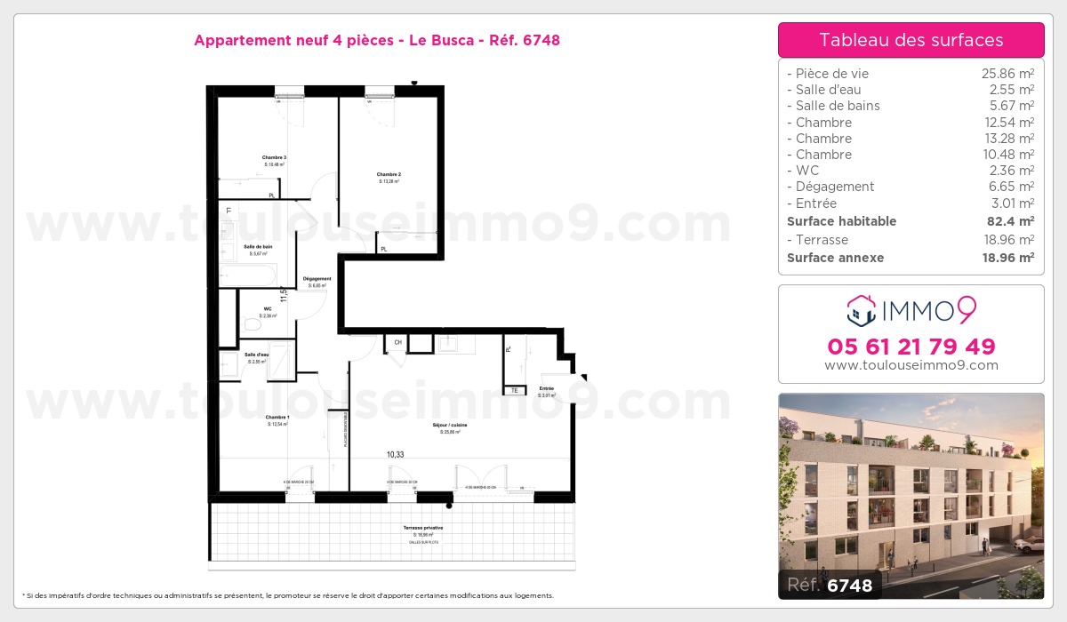 Plan et surfaces, Programme neuf Toulouse : Busca Référence n° 6748