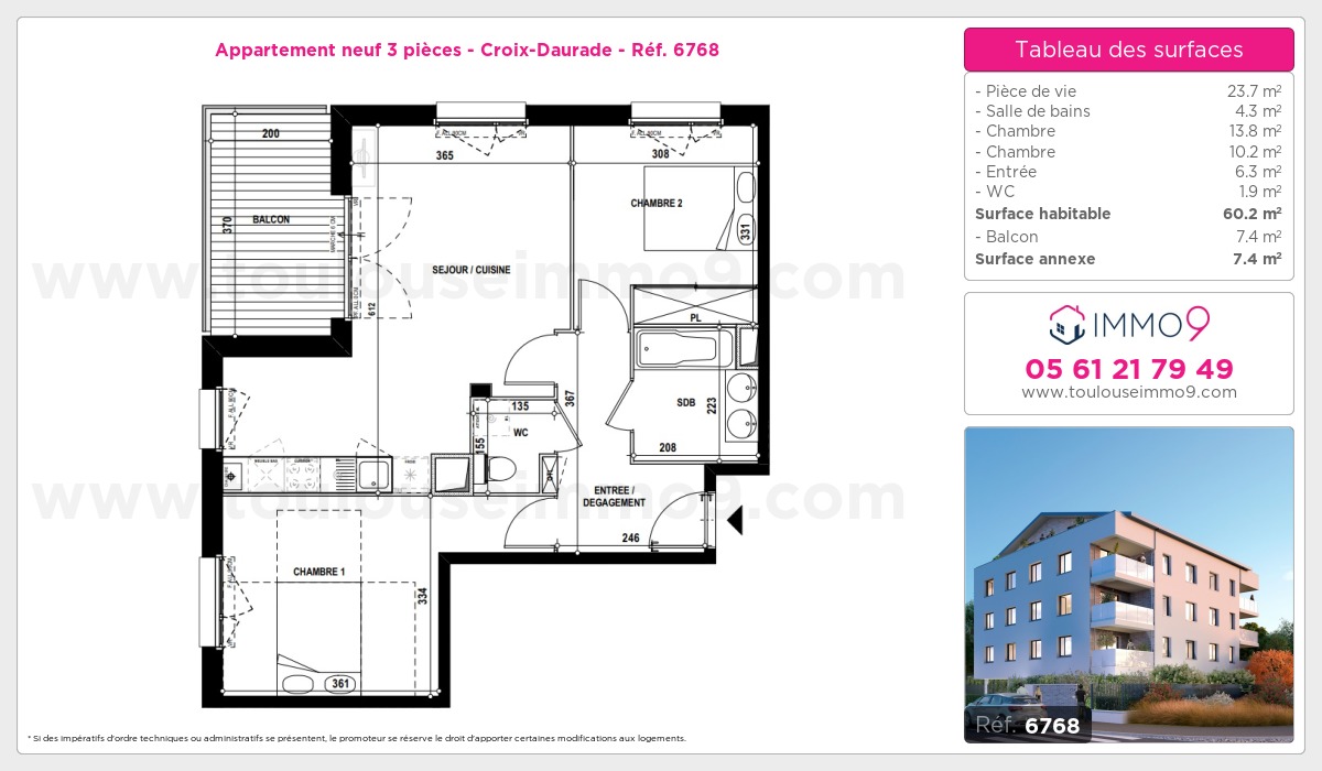 Plan et surfaces, Programme neuf Toulouse : Croix-Daurade Référence n° 6768