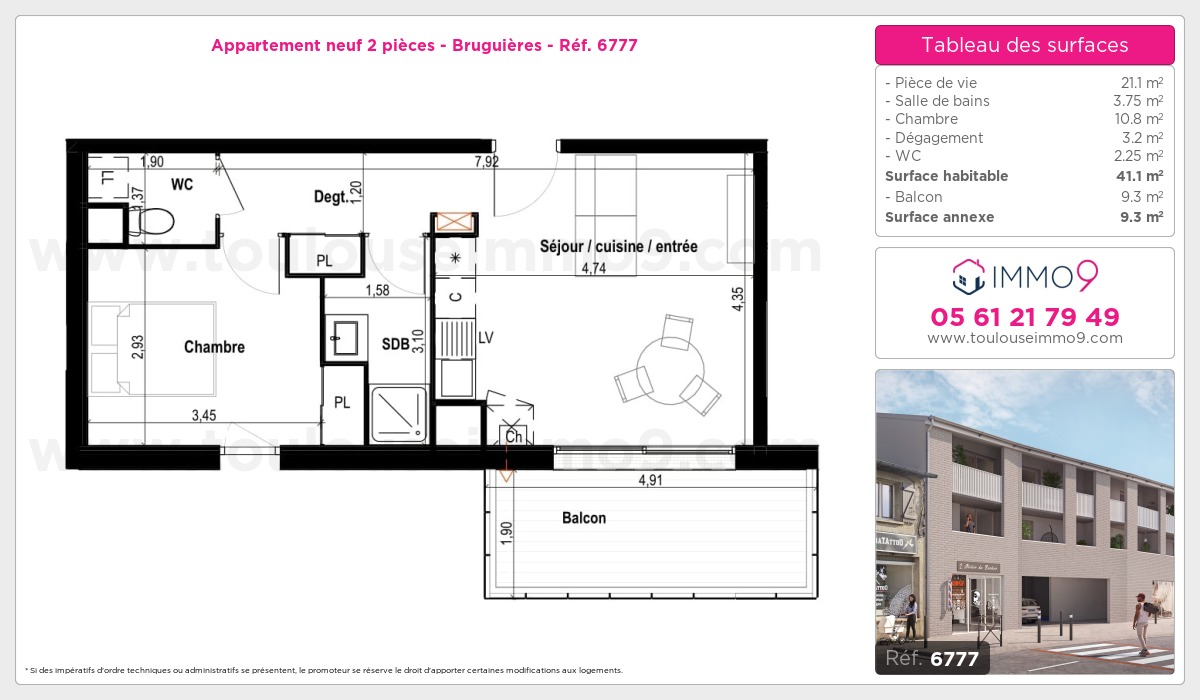 Plan et surfaces, Programme neuf Bruguières Référence n° 6777