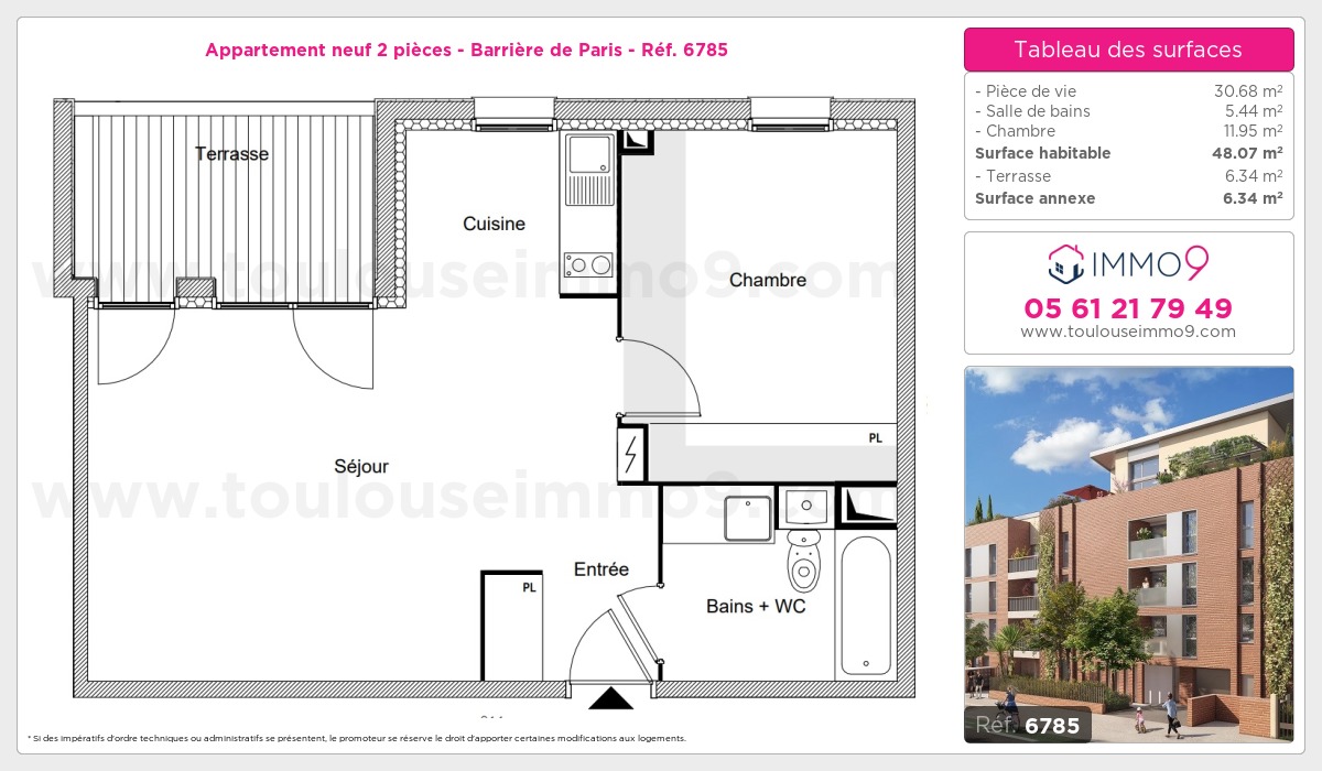 Plan et surfaces, Programme neuf Toulouse : Barrière de Paris Référence n° 6785