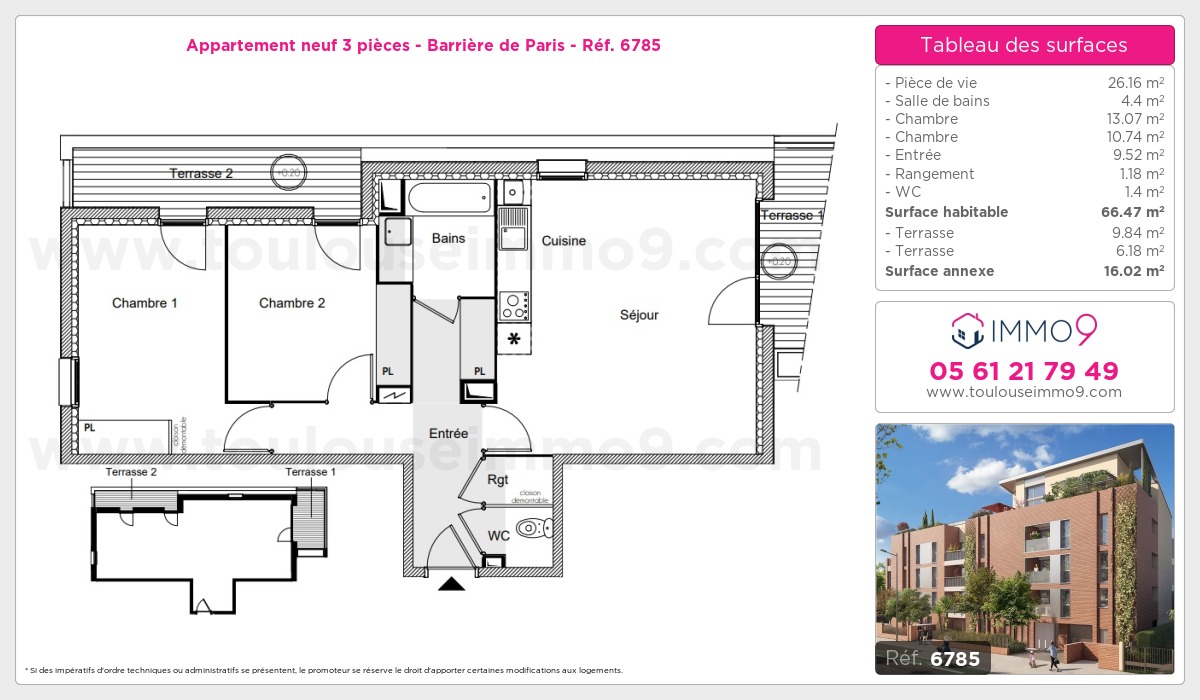 Plan et surfaces, Programme neuf Toulouse : Barrière de Paris Référence n° 6785