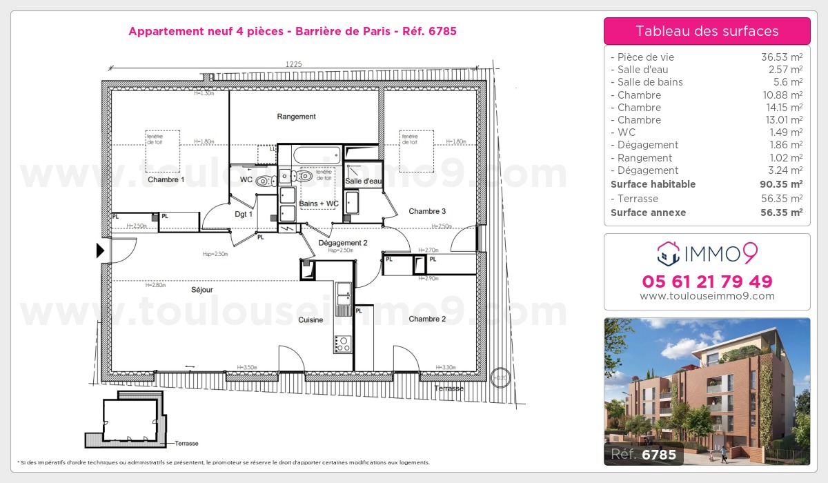 Plan et surfaces, Programme neuf Toulouse : Barrière de Paris Référence n° 6785