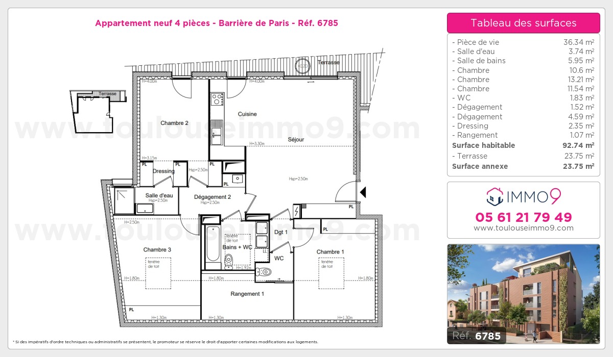 Plan et surfaces, Programme neuf Toulouse : Barrière de Paris Référence n° 6785