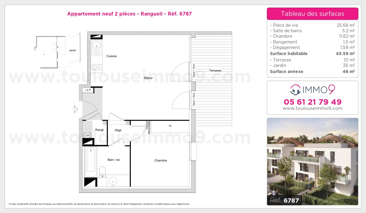 Plan et surfaces, Programme neuf Toulouse : Rangueil Référence n° 6787