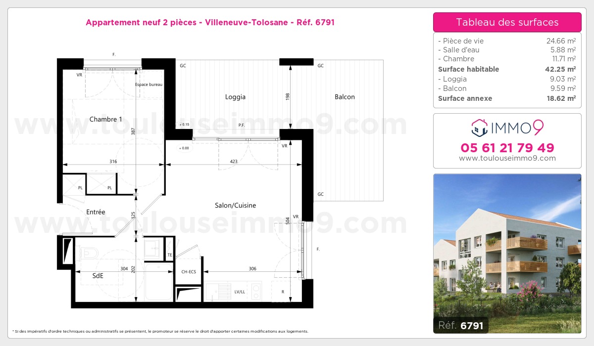 Plan et surfaces, Programme neuf Villeneuve-Tolosane Référence n° 6791